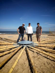 Custom steel crown joinery system for structural Guadua bamboo poles