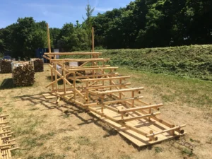 Prefabrication of the Mobile Bamboo Theatre in the Netherlands.