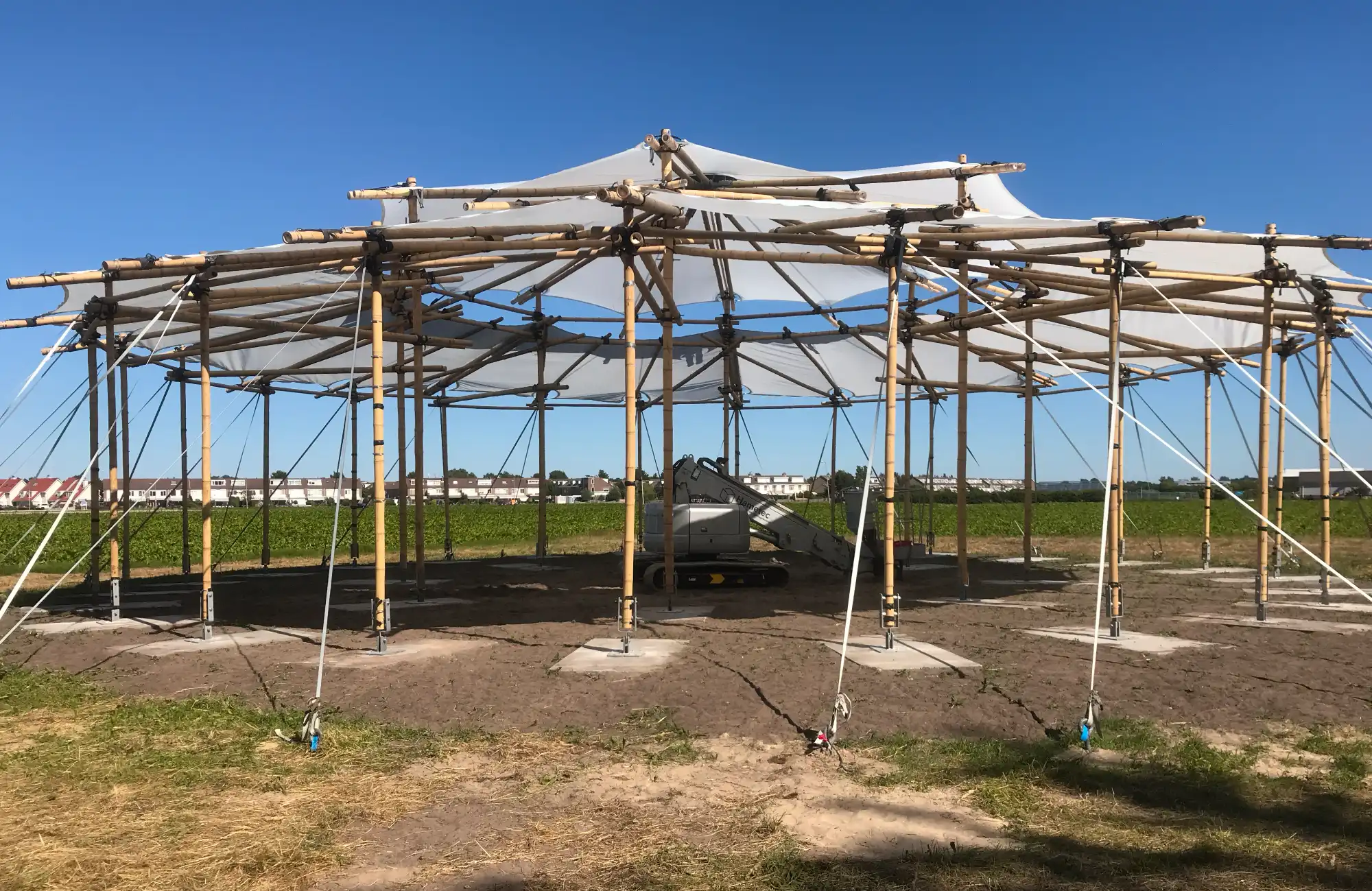 Prefabrication of the Mobile Bamboo Theatre in the Netherlands.