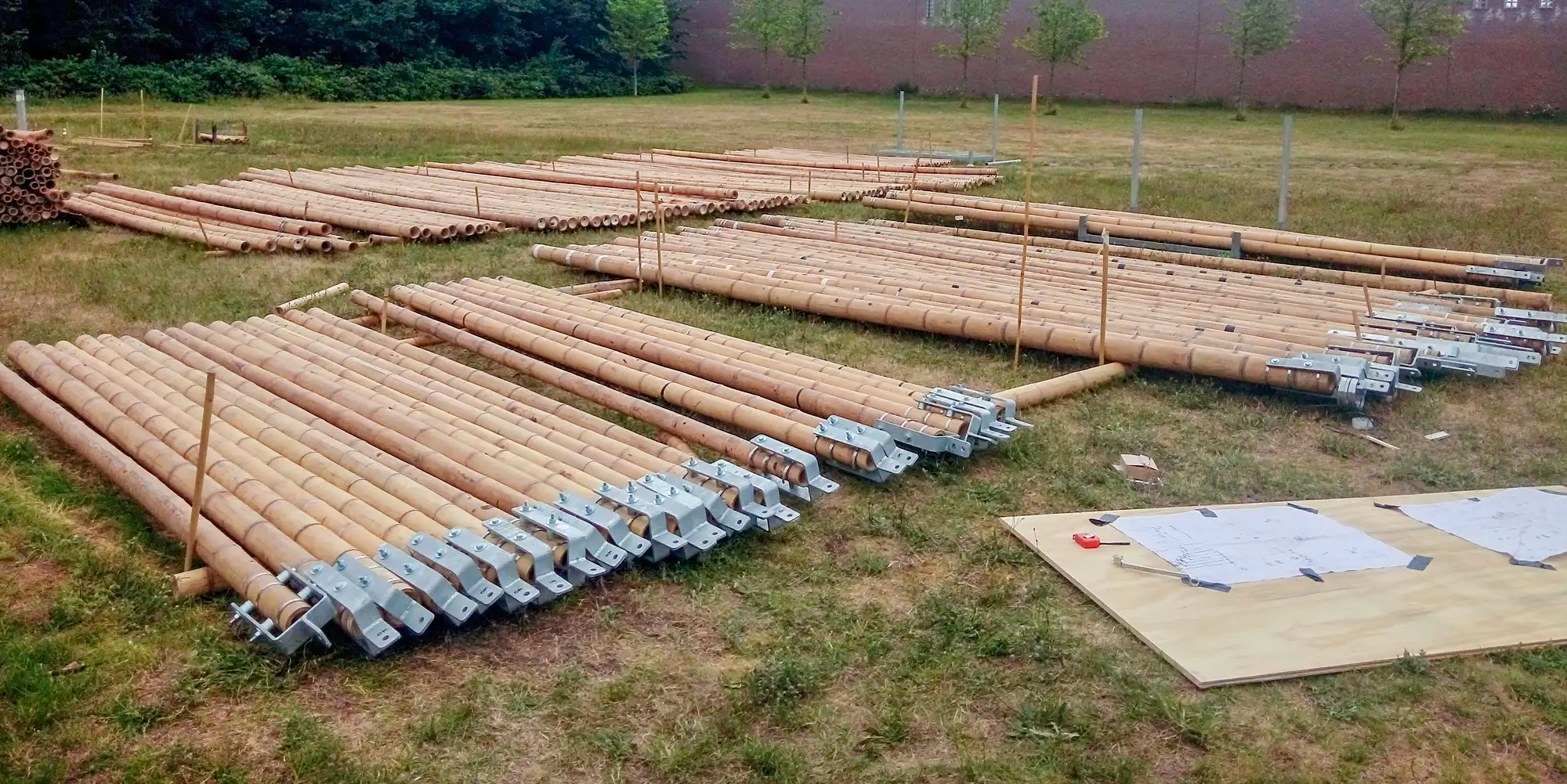 Prefabrication of the Mobile Bamboo Theatre in the Netherlands.
