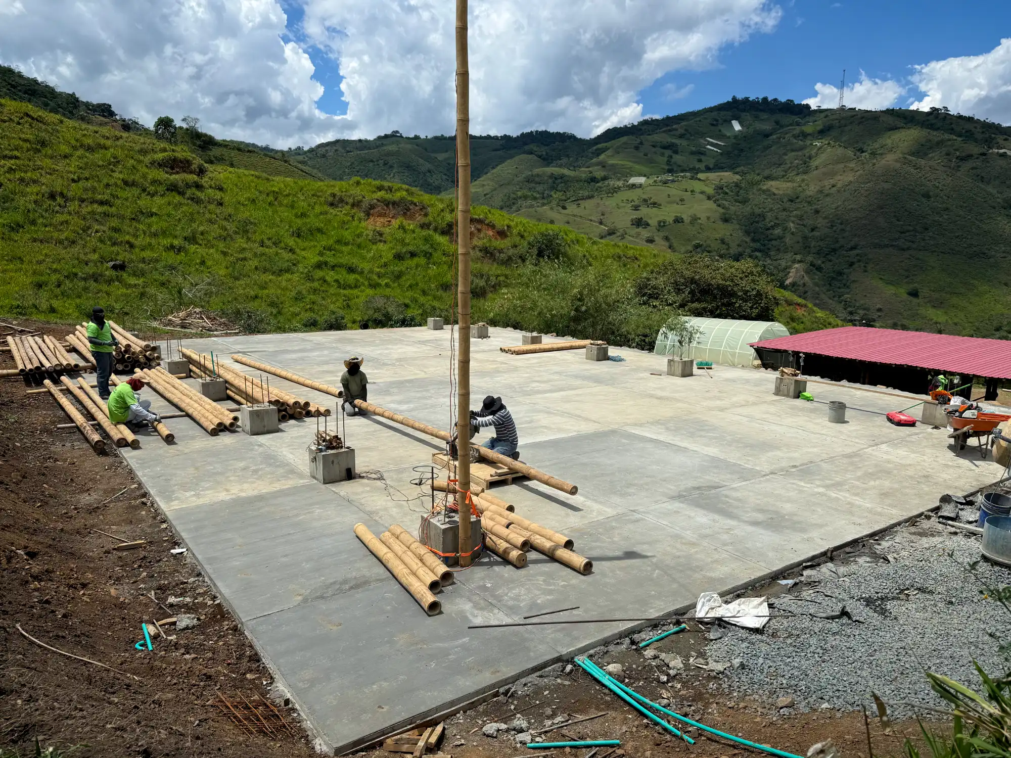 Prefabrication of structural columns for the guadua bamboo pavilion