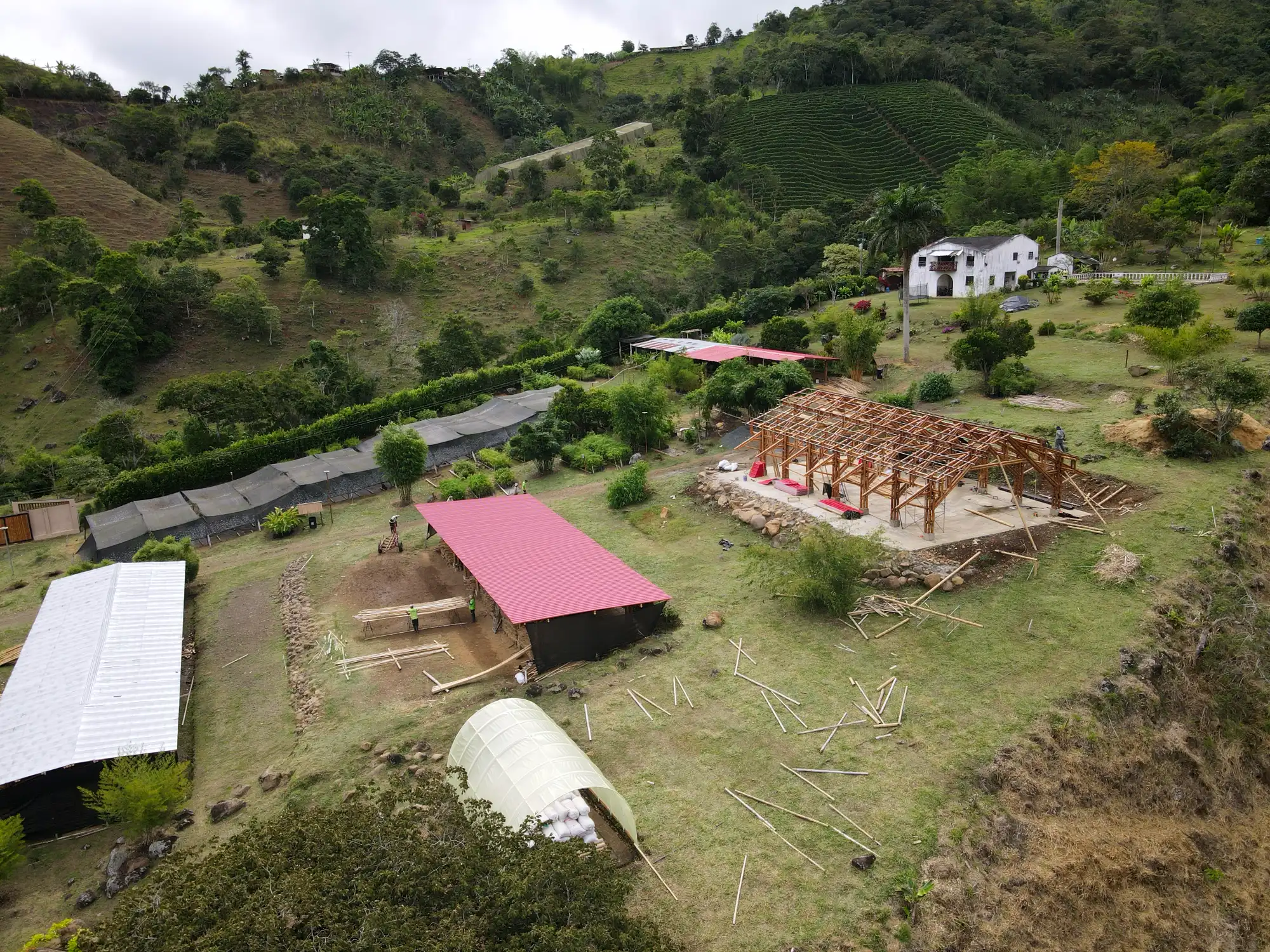 Installation of steel tubes for structural roof support