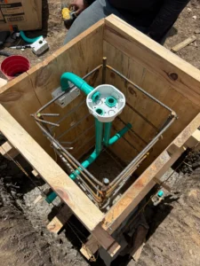 Concrete pedestal casting for bamboo structure