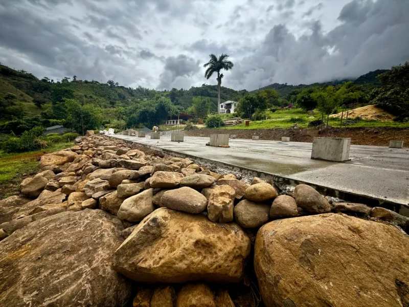 Construction of river stone retaining wall