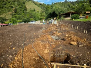Concrete pedestal casting for bamboo structure