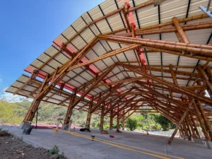 Interior view Guadua Bamboo Pavilion Tres Brisas in Colombia