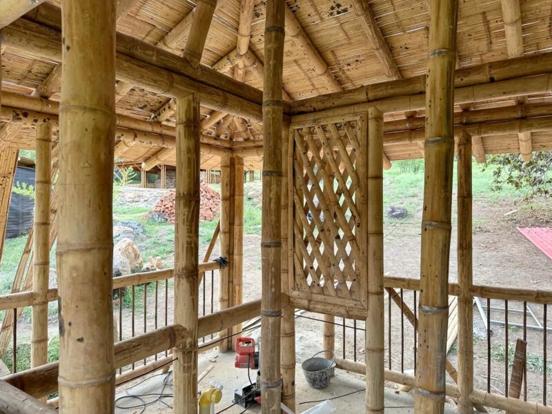 Finishes for Bamboo Cabin with Composting Toilet