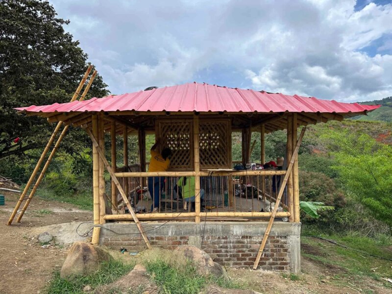 Finishes for Bamboo Cabin with Composting Toilet
