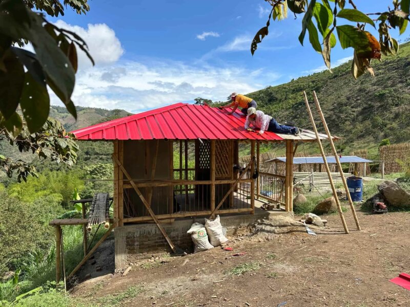 Finishes for Bamboo Cabin with Composting Toilet