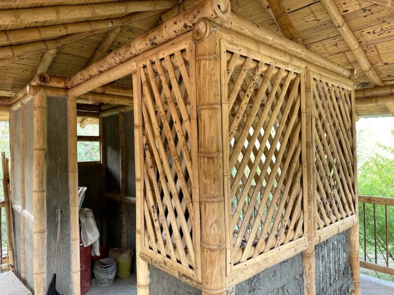Finishes for Bamboo Cabin with Composting Toilet