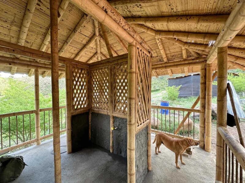 Finishes for Bamboo Cabin with Composting Toilet