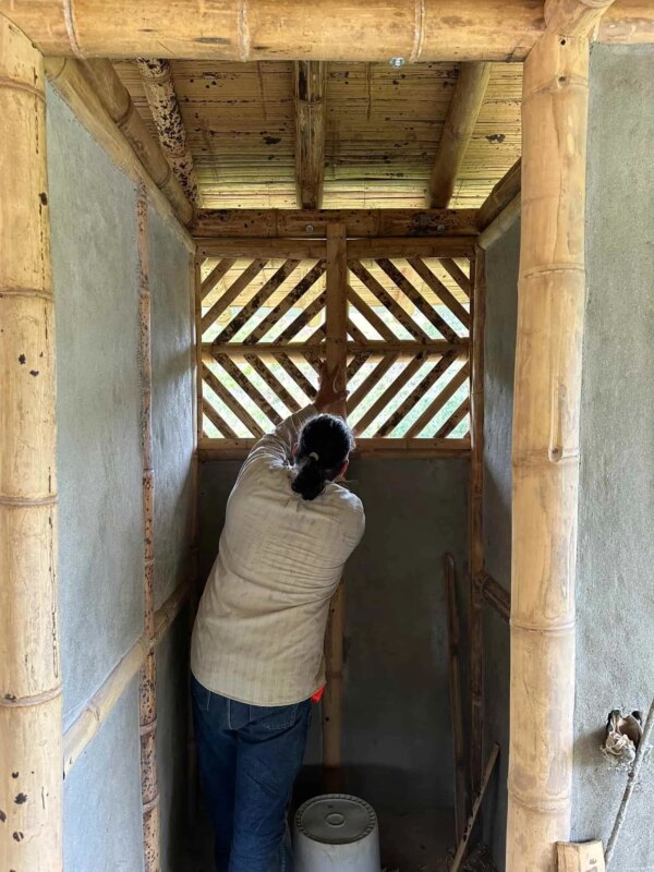 Finishes for Bamboo Cabin with Composting Toilet