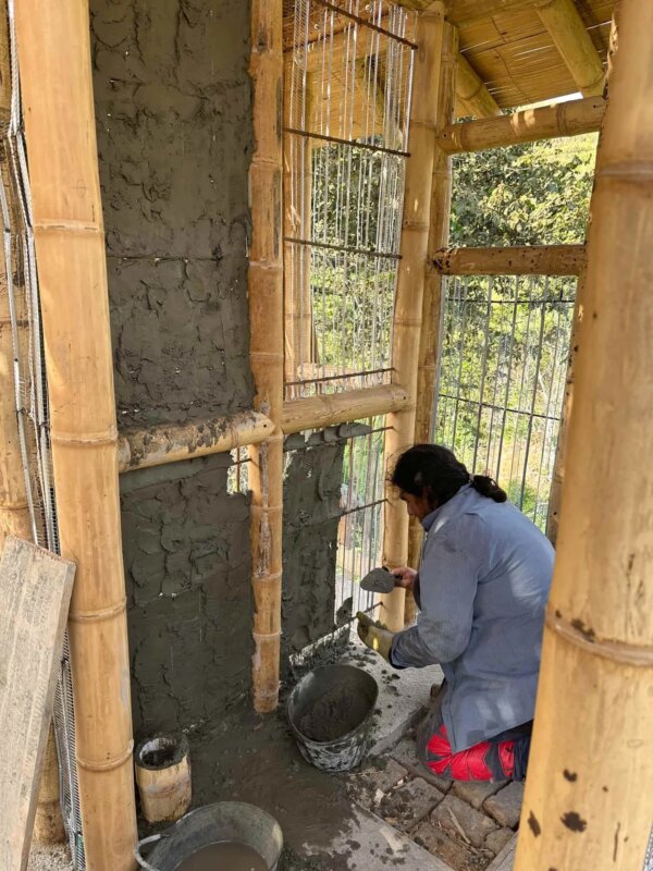 Finishes for Bamboo Cabin with Composting Toilet