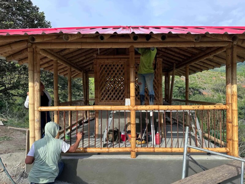 Finishes for Bamboo Cabin with Composting Toilet