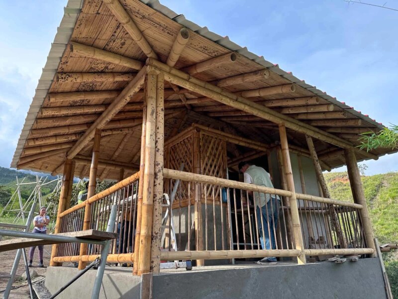 Finishes for Bamboo Cabin with Composting Toilet