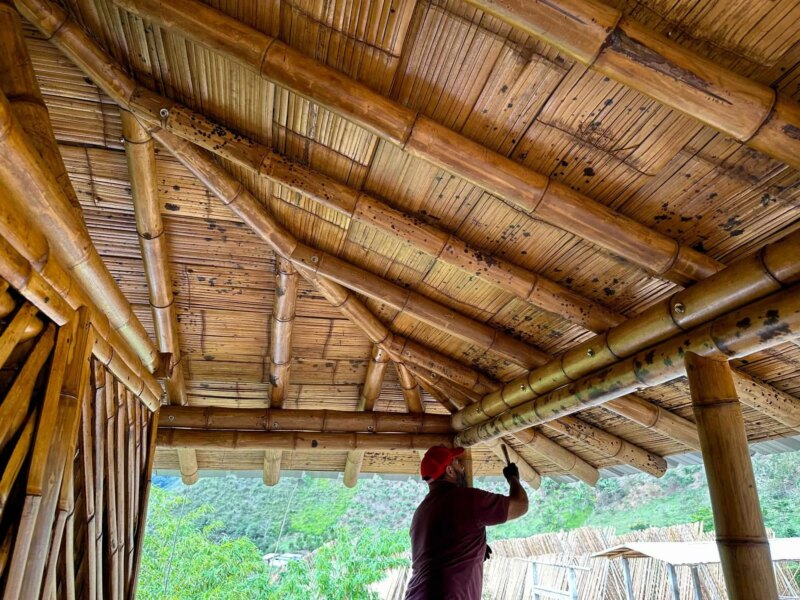 Finishes for Bamboo Cabin with Composting Toilet