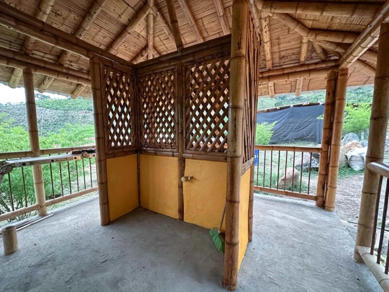 Finishes for Bamboo Cabin with Composting Toilet