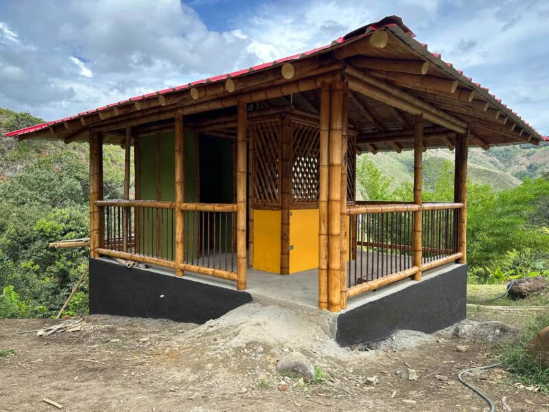 Finishes for Bamboo Cabin with Composting Toilet