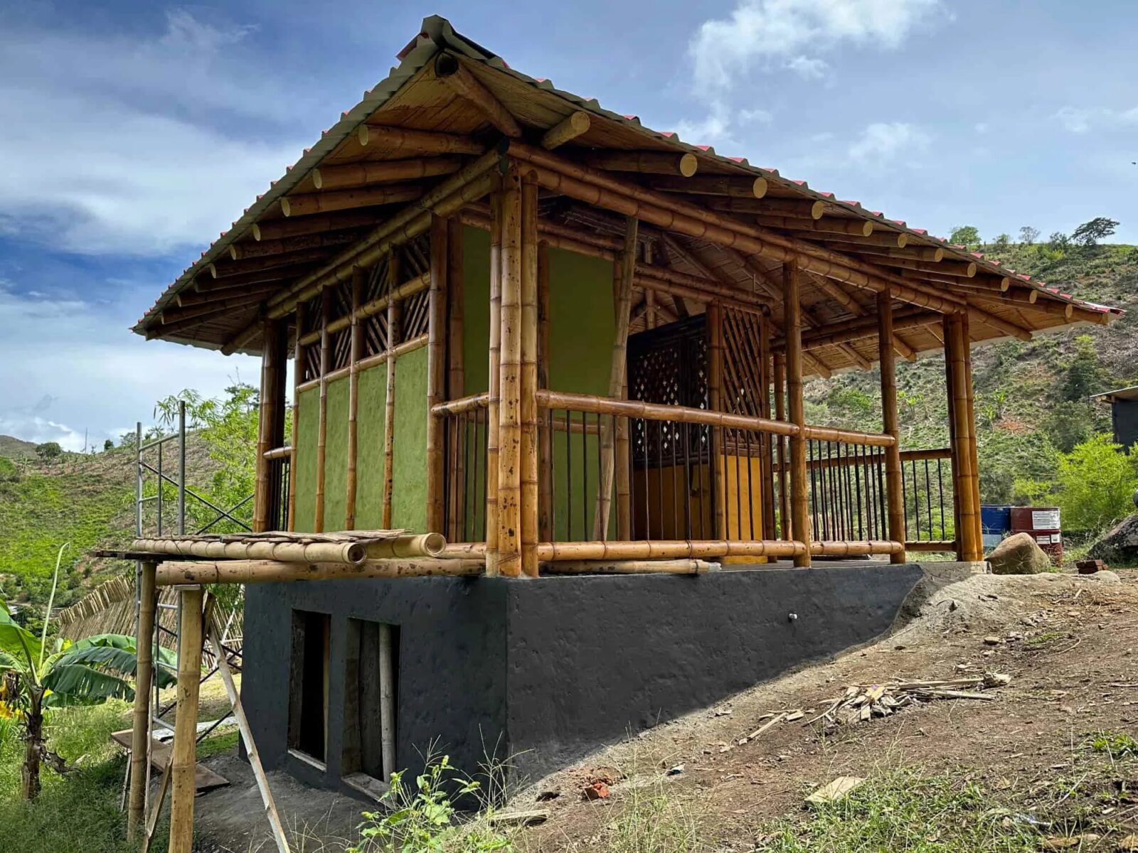 Finishes for Bamboo Cabin with Composting Toilet