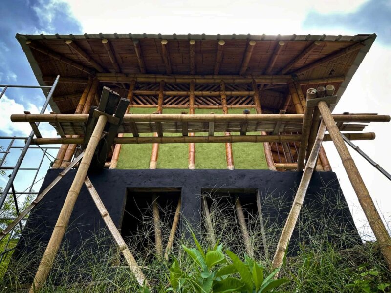 Finishes for Bamboo Cabin with Composting Toilet