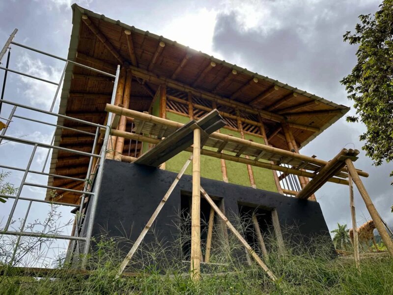 Finishes for Bamboo Cabin with Composting Toilet