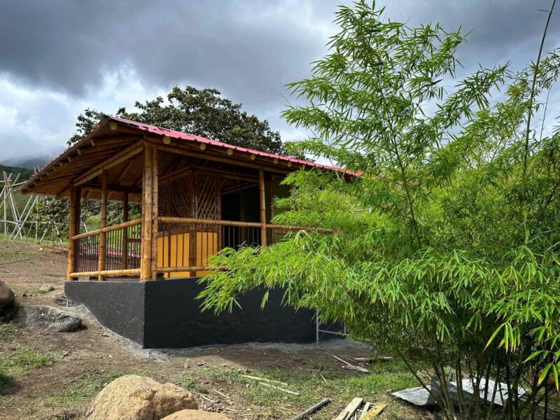 Finishes for Bamboo Cabin with Composting Toilet