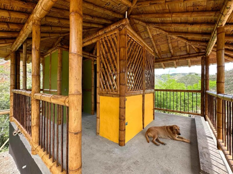 Finishes for Bamboo Cabin with Composting Toilet