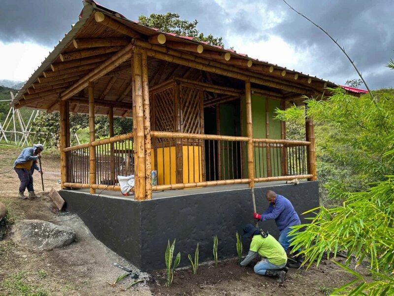 Finishes for Bamboo Cabin with Composting Toilet
