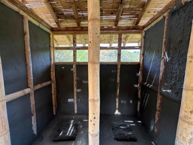 Finishes for Bamboo Cabin with Composting Toilet