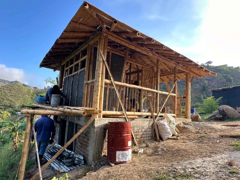 Finishes for Bamboo Cabin with Composting Toilet