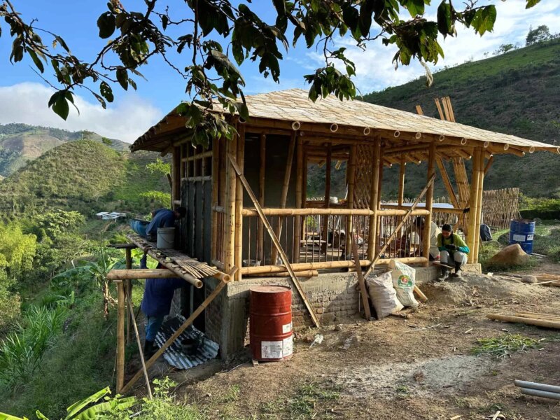 Finishes for Bamboo Cabin with Composting Toilet
