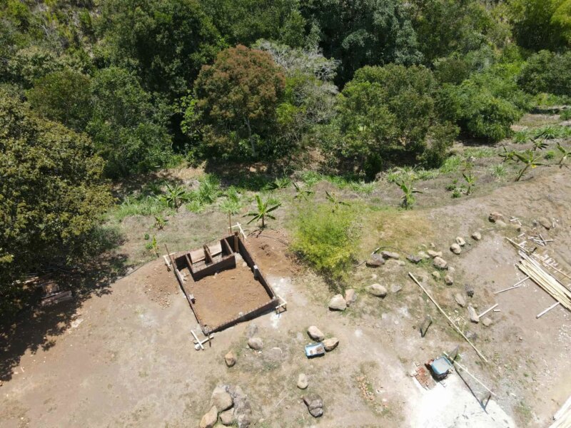Groundwork for Bamboo Cabin with Composting Toilet