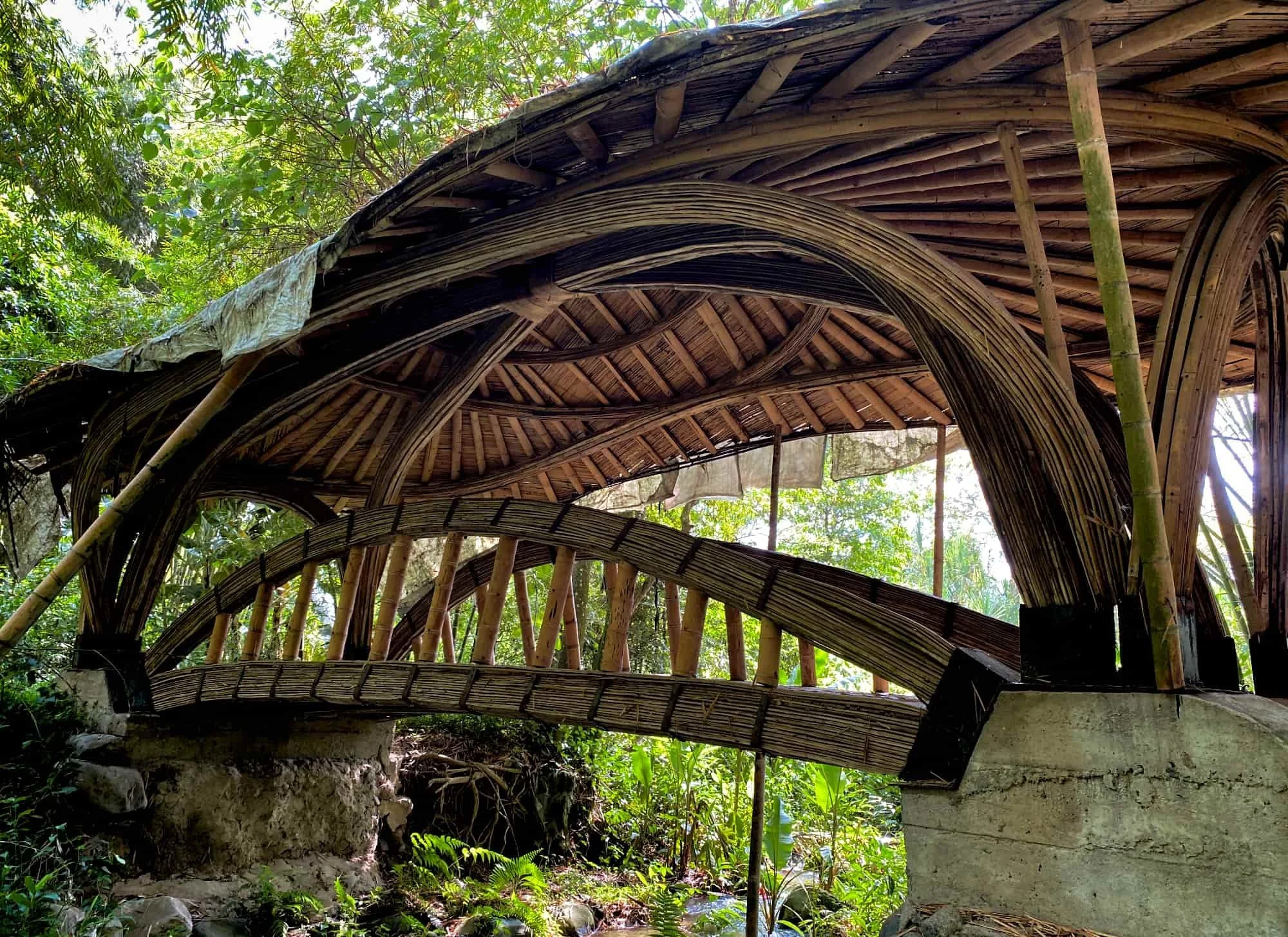 Bamboo Bridge made with Bamboo Slats