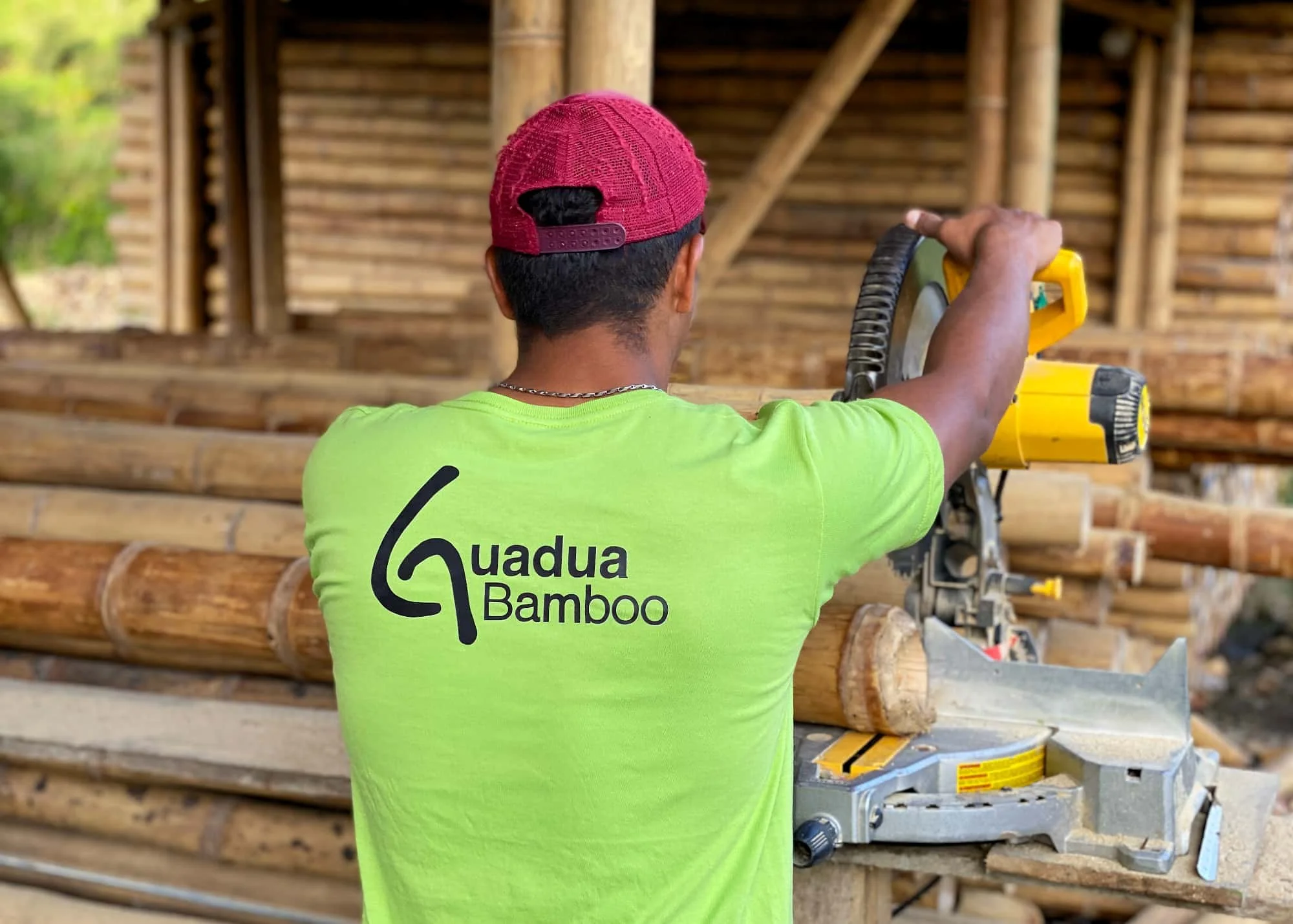 Cutting Bamboo Poles to Size