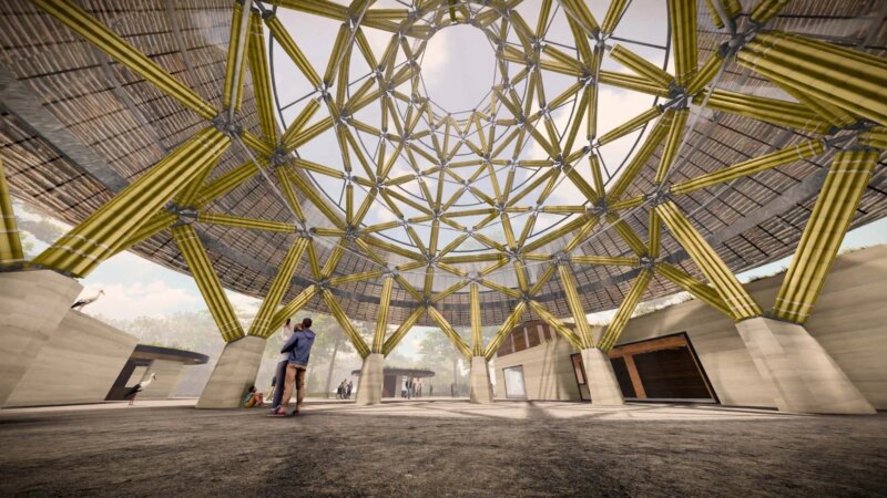 Render of Guadua Bamboo Tower for Zoo in Belgium