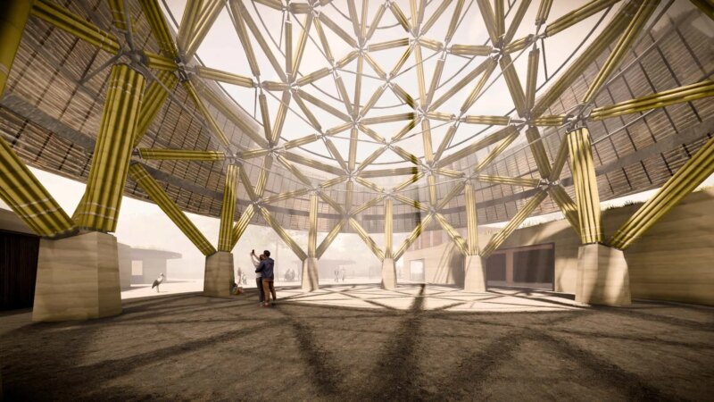 Render of Guadua Bamboo Tower for Zoo in Belgium