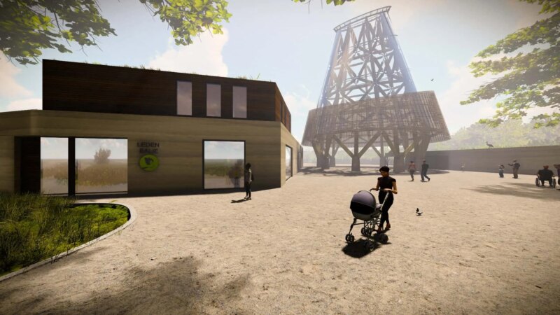 Render of Guadua Bamboo Tower for Zoo in Belgium