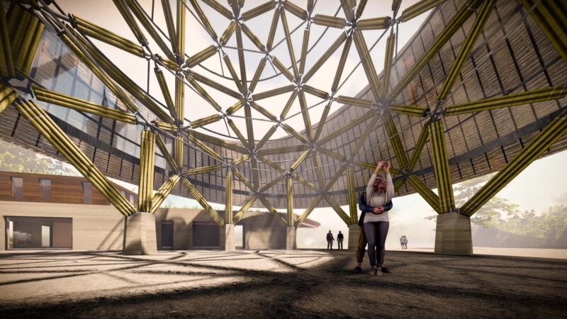 Render of Guadua Bamboo Tower for Zoo in Belgium