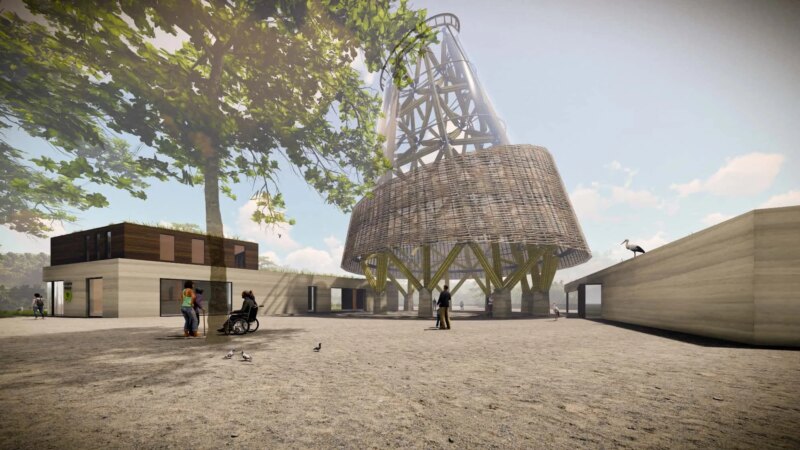 Render of Guadua Bamboo Tower for Zoo in Belgium