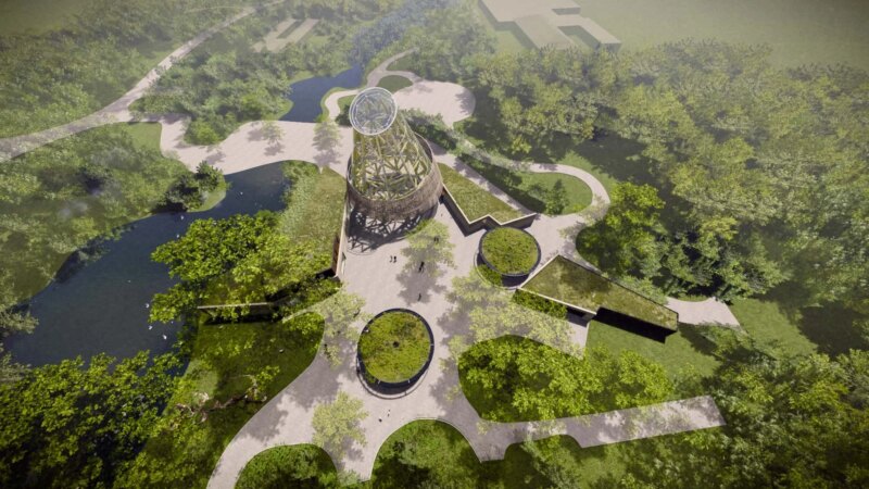 Render of Guadua Bamboo Tower for Zoo in Belgium
