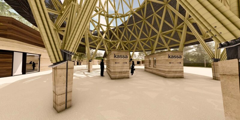 Render of Guadua Bamboo Tower for Zoo in Belgium