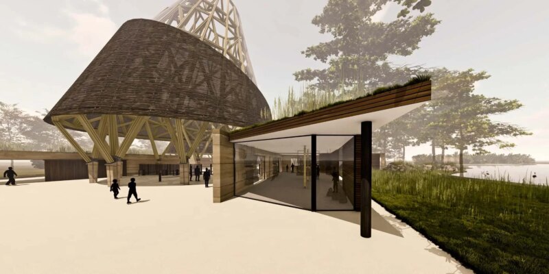 Render of Guadua Bamboo Tower for Zoo in Belgium