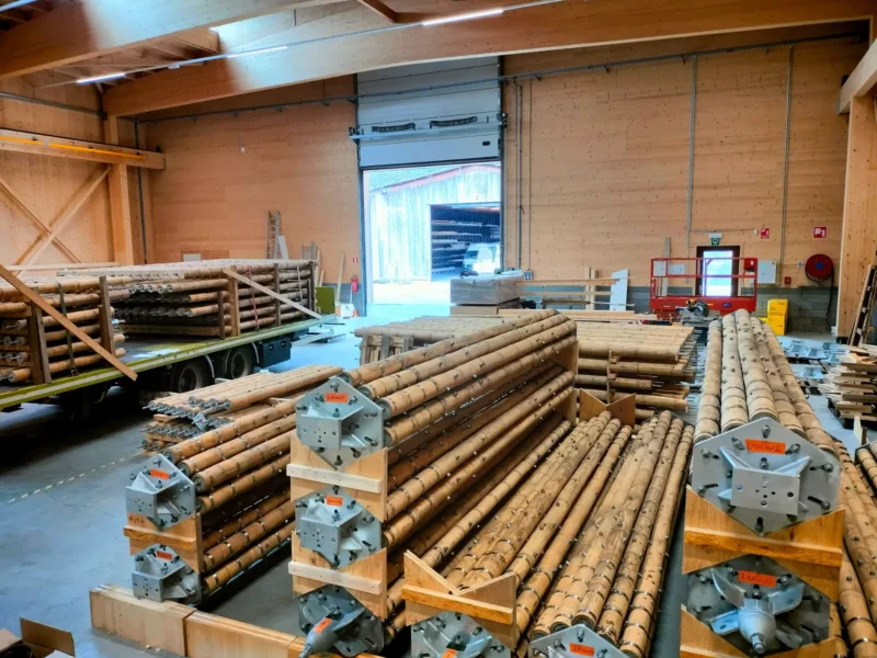 Assembled Guadua Bamboo Elements for Tower in Belgium