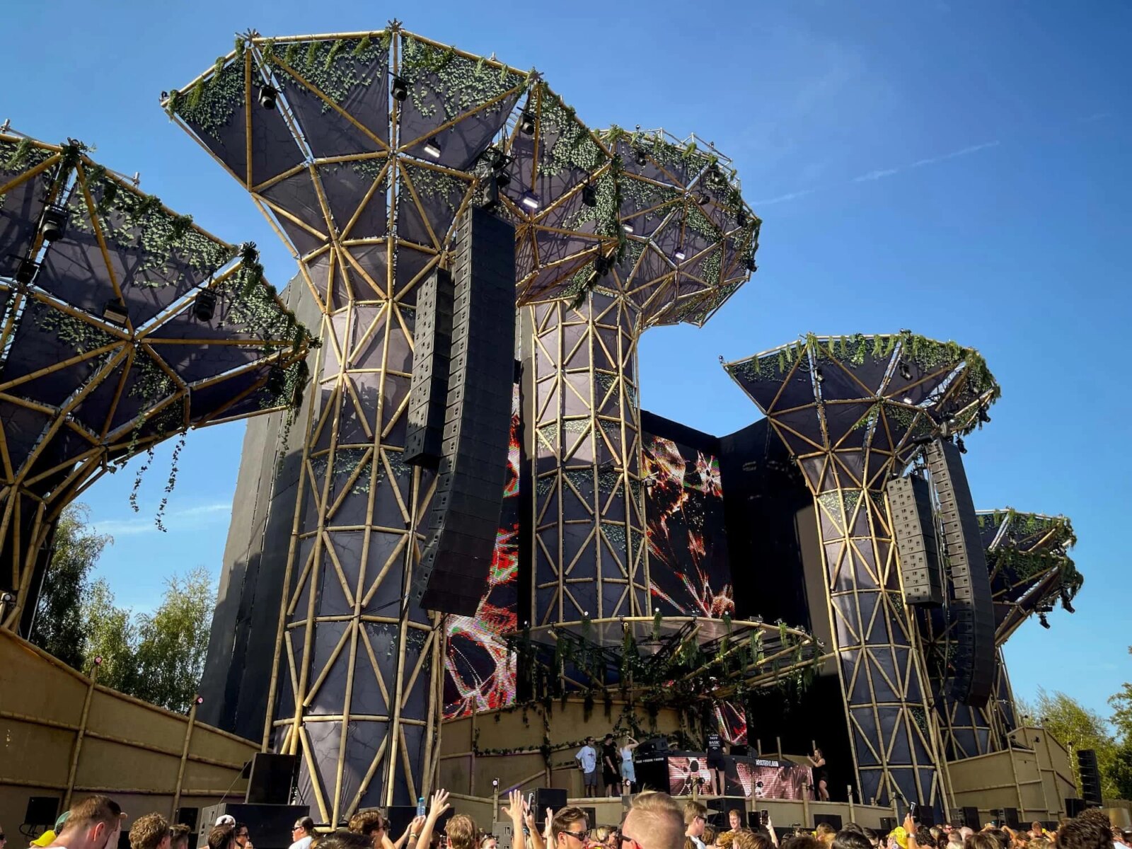 Guadua Bamboo Towers at Mysteryland Festival Pyramid Stage