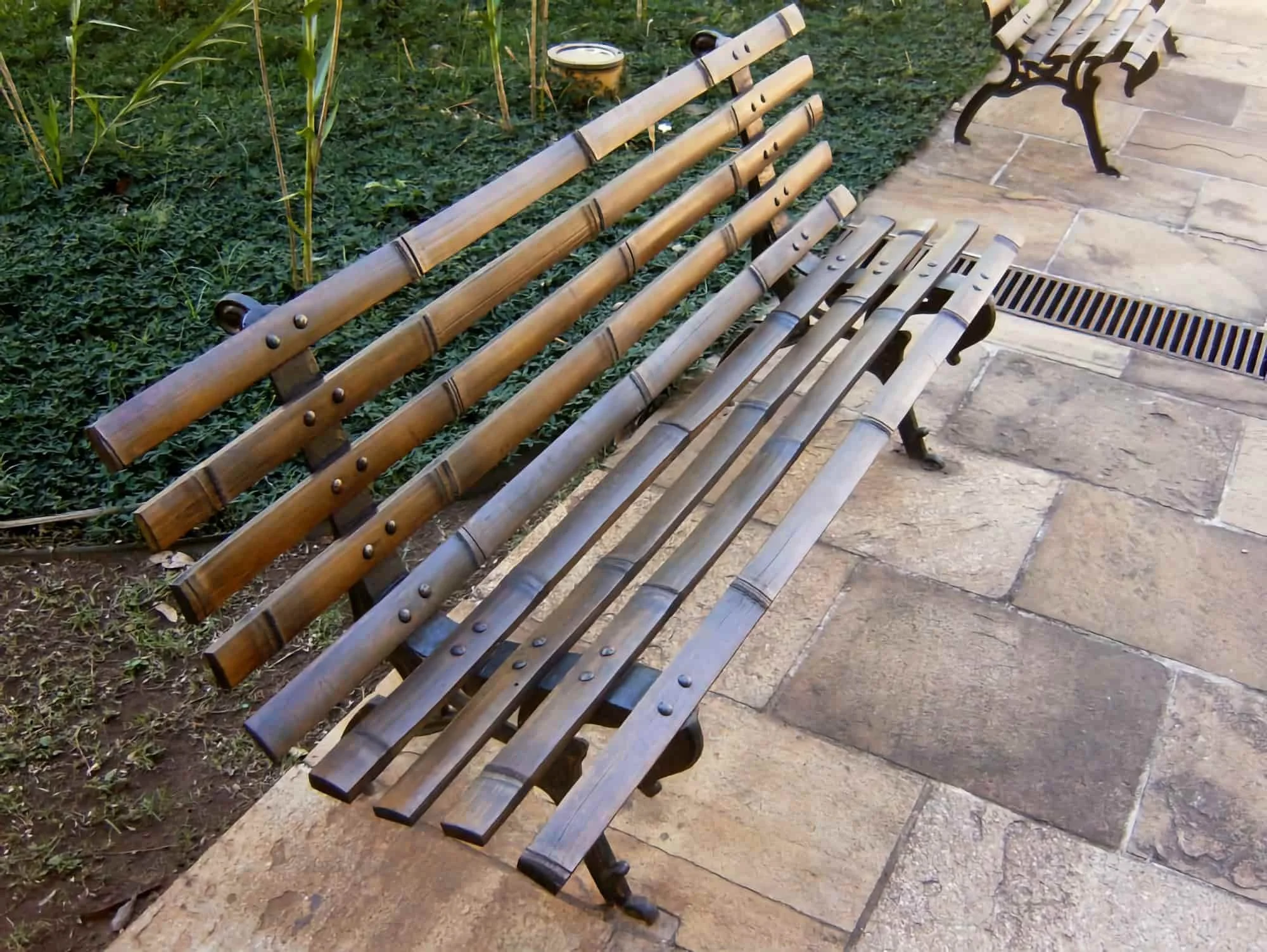 Bamboo Slat Park Bench