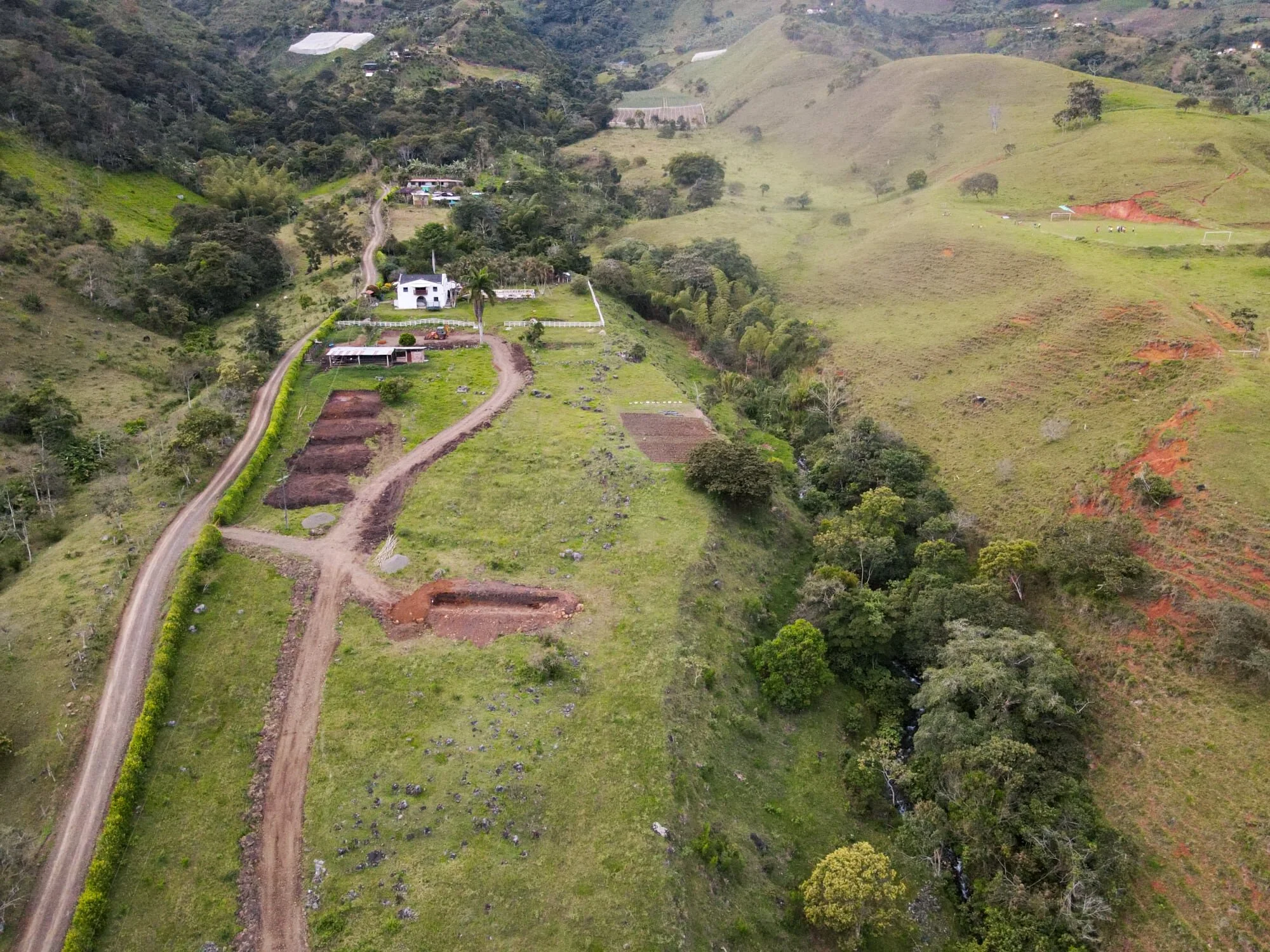 Aerial view greenhouse