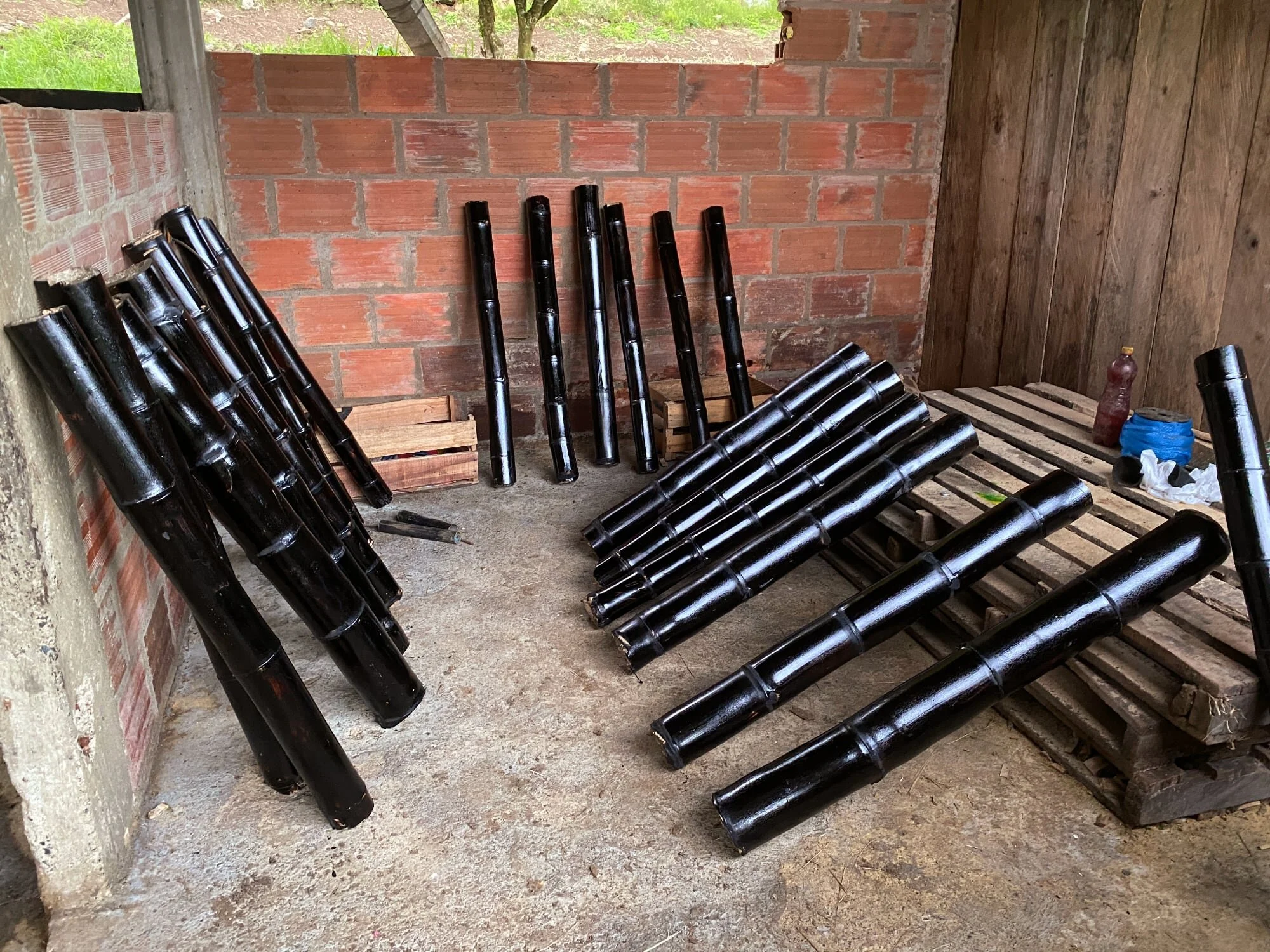 Painted bamboo poles