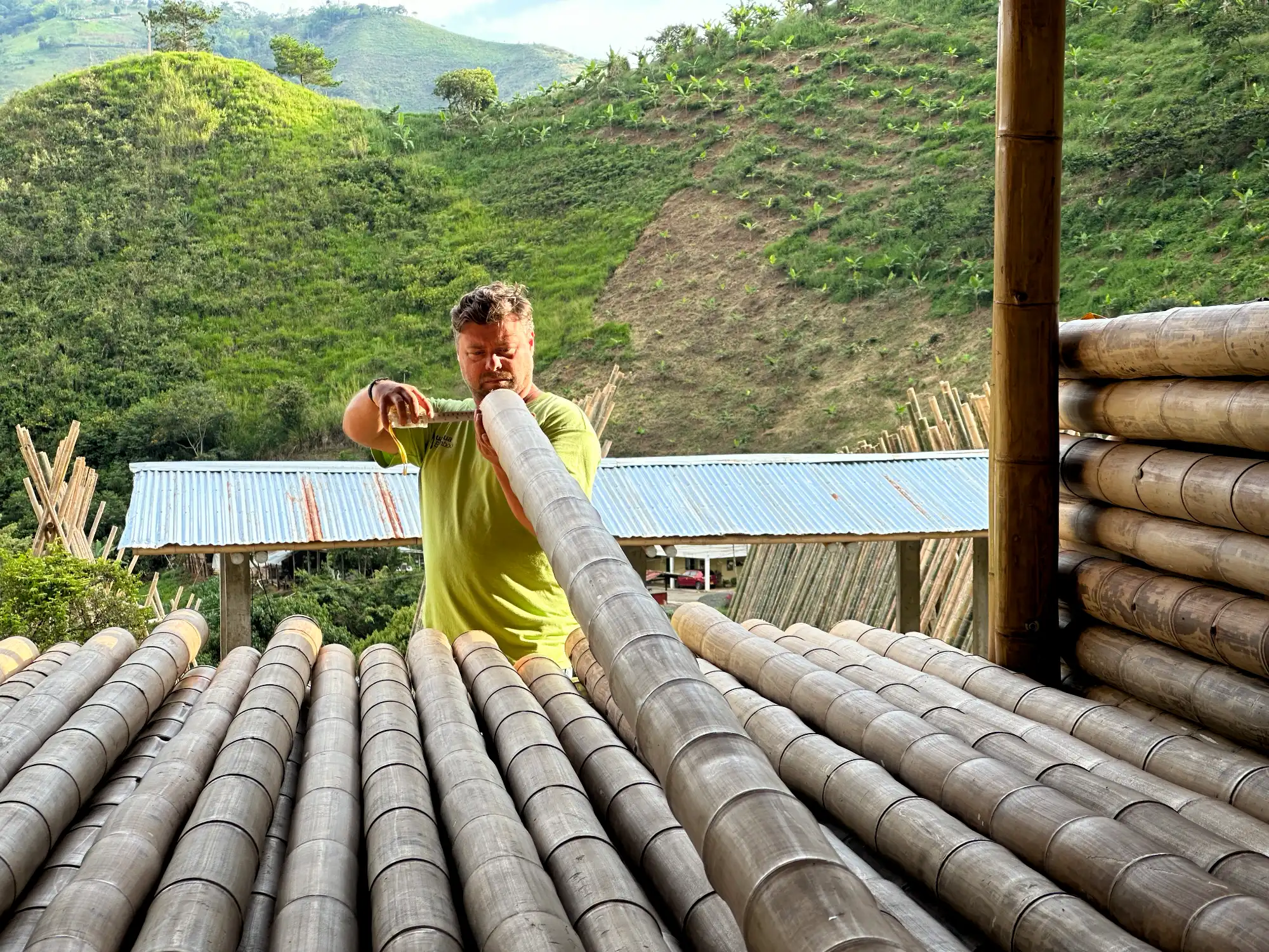 CEO Stéphane Schröder Visual Grading of Guadua Bamboo Poles in Colombia