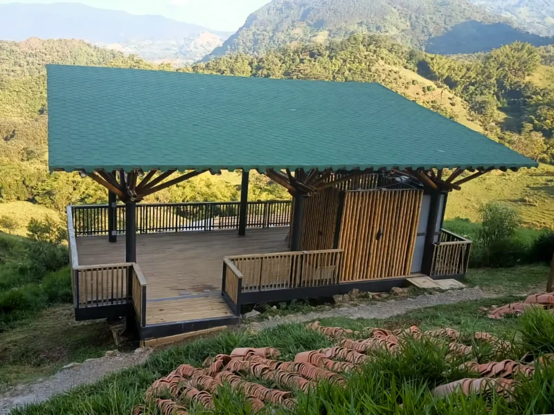 Guadua Bamboo structures at the Cerro Tusa park in Colombia