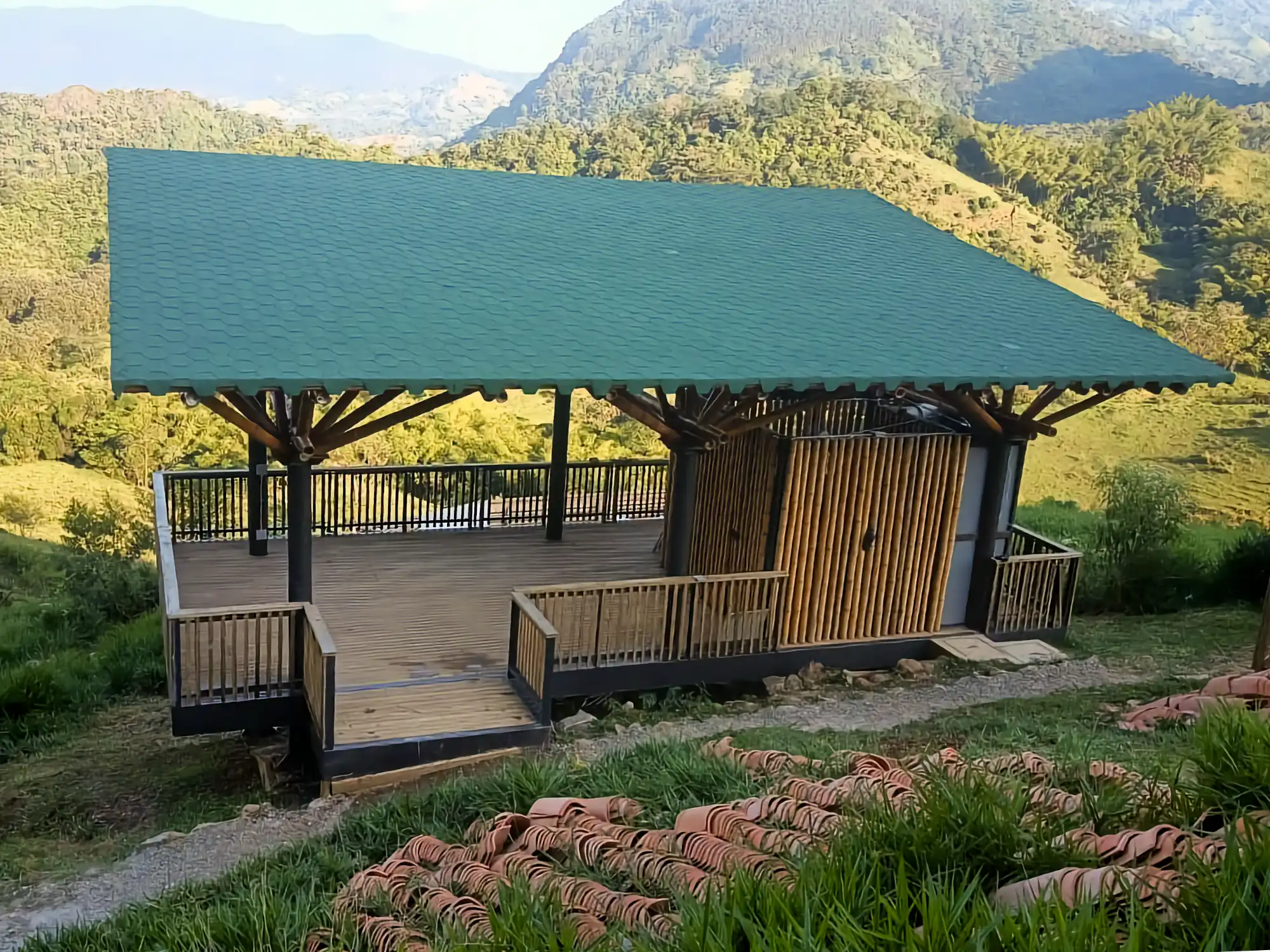Guadua Bamboo structures at the Cerro Tusa park in Colombia